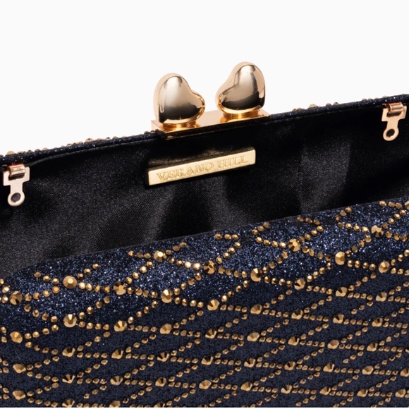 Midnight Lattice Clutch Bag - Navy Blue - Picture 3 of 4
